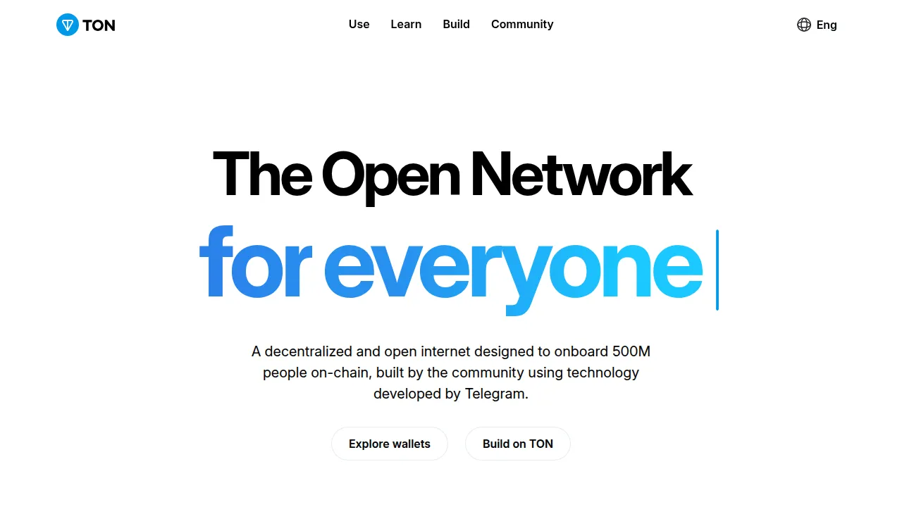 Screenshot of TON website