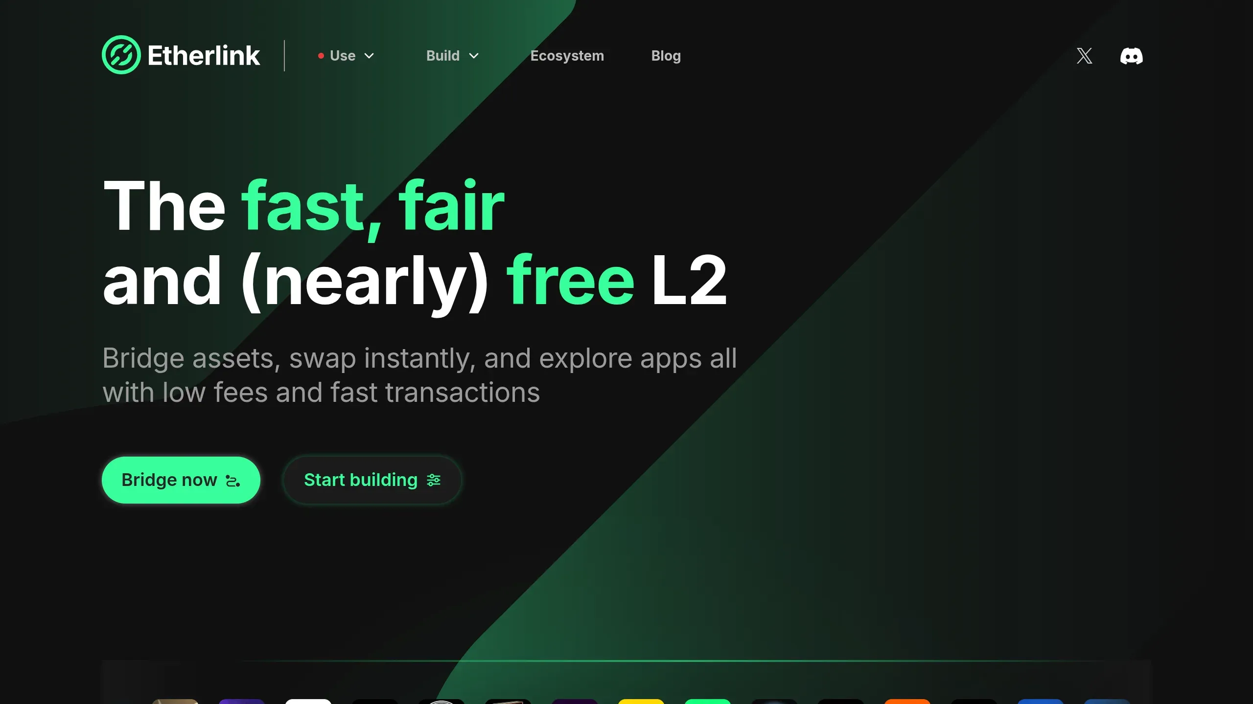 Etherlink - Fast, decentralized EVM-compatible Layer 2 blockchain - Blockchain network interface and ecosystem screenshot