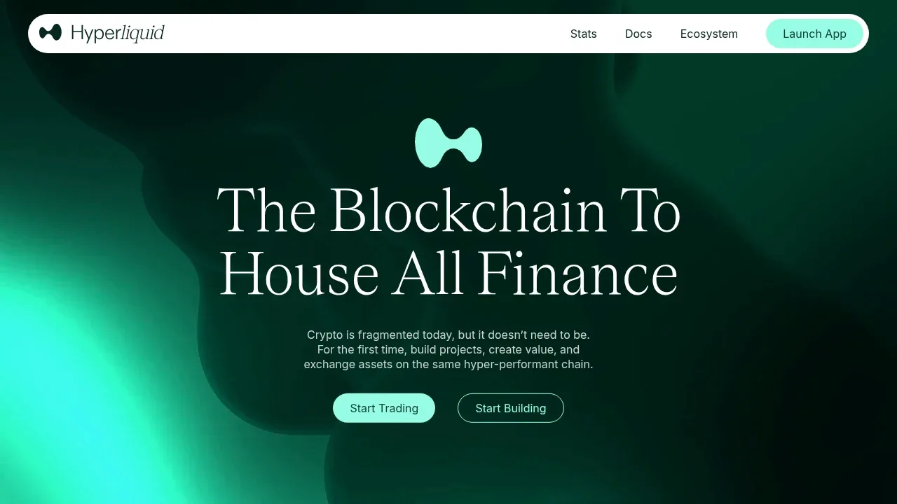 HyperEVM - High-performance blockchain for unified DeFi trading - Blockchain network interface and ecosystem screenshot