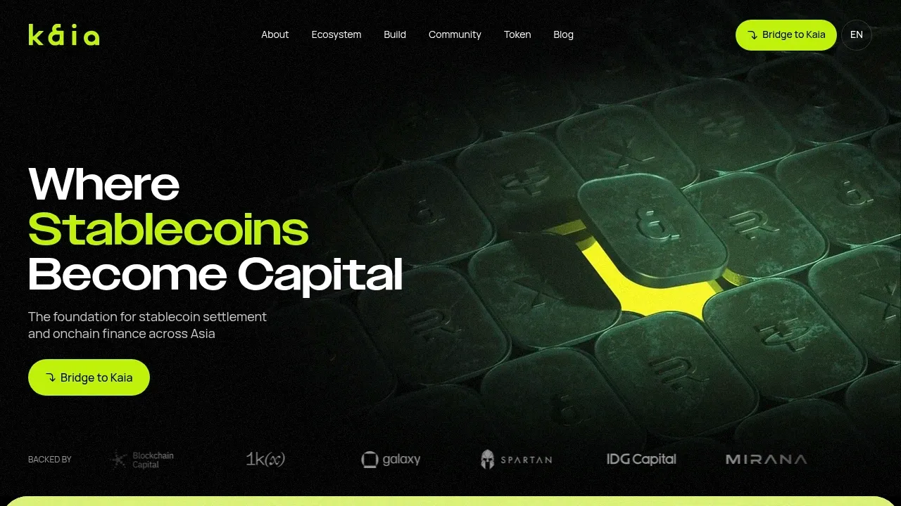 Kaia - Fast EVM Layer 1 blockchain connecting Asia to Web3 - Blockchain network interface and ecosystem screenshot