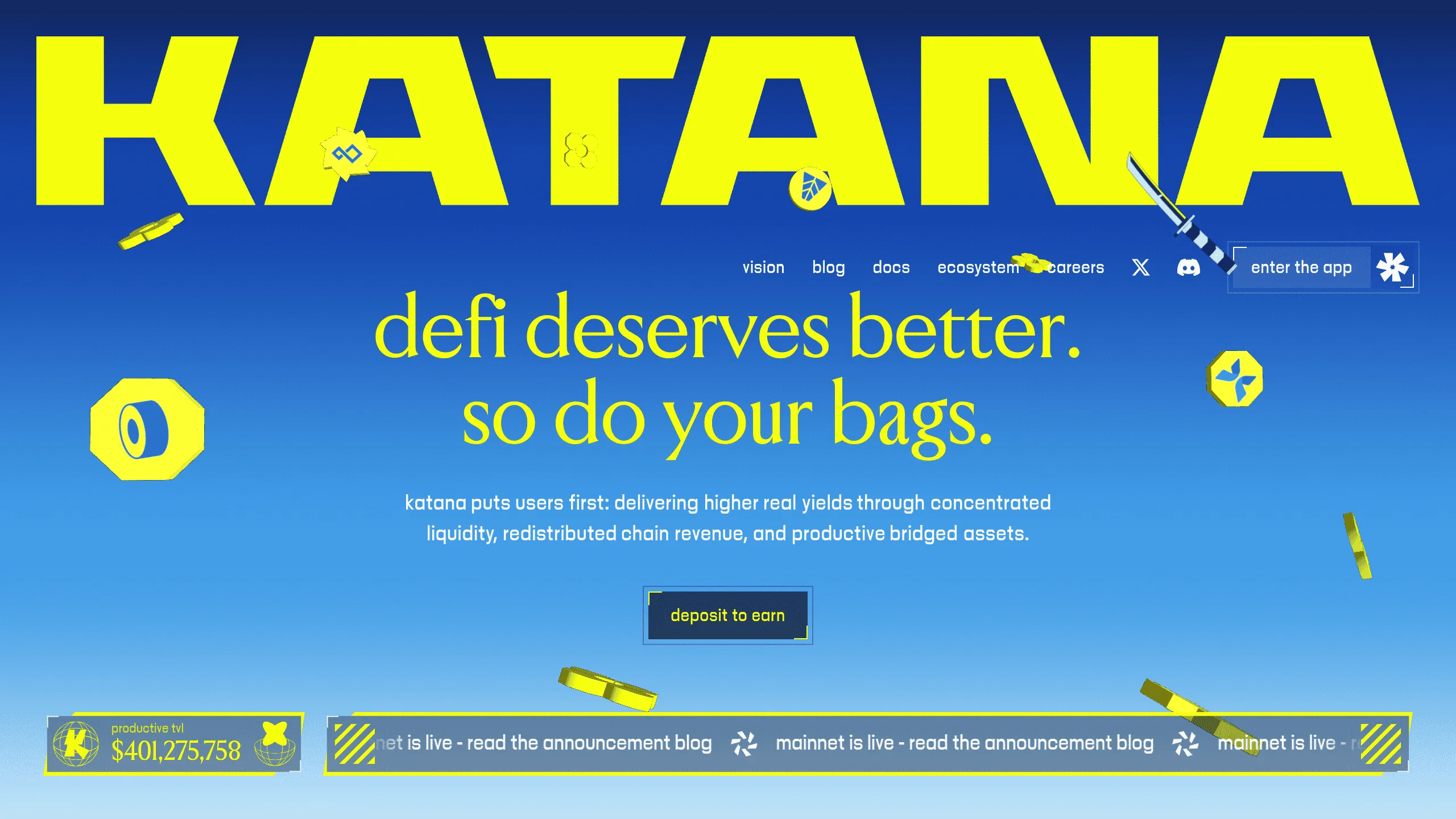 Screenshot of katana website